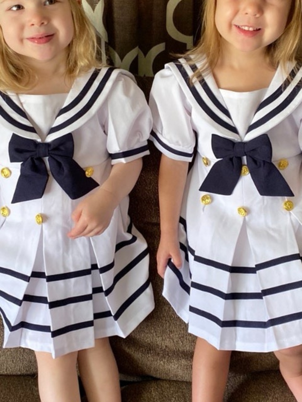 Amazon White and Navy Sailor Dress Costume with Navy Bow and Hat